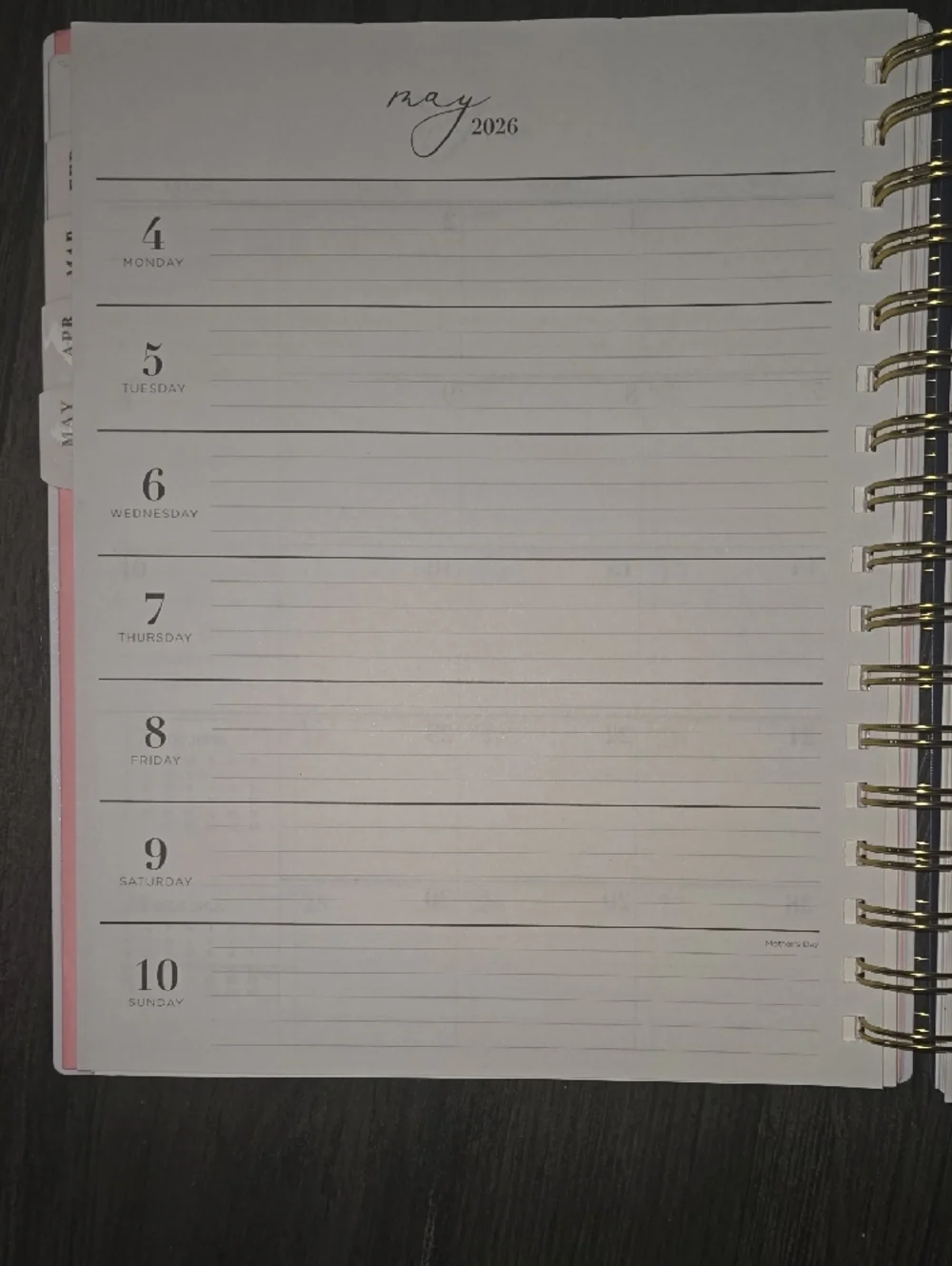 Floral Spiral Planner - Navy with Pink Roses